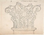 Capital with Acanthus Leaves, Anonymous, French, 18th century, Graphite, pen and black ink
