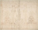 Wall Elevation with Three Arches, Anonymous, French, 18th century, Pen and brown ink