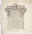 Design for doorway, Anonymous, French, 18th century, Pen and black ink, pen and brown ink, brush and gray wash, brush and brown wash.