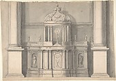 Design for a Tabernacle, Anonymous, French, 18th century, Pen and black ink, pen and gray ink, brush and black wash, brush and gray wash