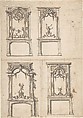 Designs for Overmantles, Anonymous, French, 18th century, Pen and brown ink, brush and gray wash, graphite.
