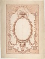 Design for Upright Decorative Panel, Anonymous, French, 18th century, Red chalk over black chalk with traces of brown wash