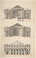 Design for a Theatre, Anonymous, French, 18th century, Pen and black ink, brush and rose wash over graphite
