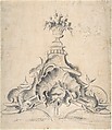 Design for a Fountain, Anonymous, French, 18th century, Pen and black ink, brush and gray wash, over graphite