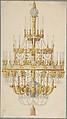Design for Chandelier, Anonymous, French, 18th century, Pen and gray ink, brush and gray wash, watercolor