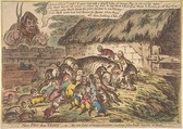 "More Pigs Than Teats",–or–the New Litter of Hungry Grunters, Sucking John-Bull's-Old-Sow to Death, James Gillray British, Hand-colored etching