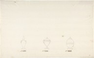 Design for Three Vases, Anonymous, French, 18th century French, Pen and brown ink, and black chalk