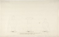 Design for Three Vases, Anonymous, French, 18th century French, Pen and brown ink, and black chalk