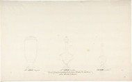 Design for Three Vases, Anonymous, French, 18th century French, Pen and black ink, and black chalk