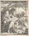 Family Warming Their Hands By a Fire, Noël Hallé (French, Paris 1711–1781 Paris), Etching