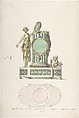 Design for a Clock, Anonymous, French, 18th century, Pen and black and brown ink, brush and yellow, green, gray, and rose wash