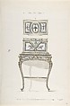 Design for a Jewel Coffer on a Writing Stand, Anonymous, French, 18th century, Pen and black ink, brush and gray and colored wash, with graphite underdrawing