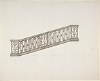 Design for Ornamented Stair Railing, Anonymous, French, 18th century, Pen and gray ink, brush and gray wash