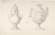 Design for Two Urns, Anonymous, French, 18th century, Pen and brown ink, graphite