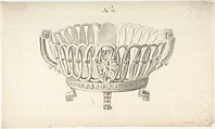 Design for a Bowl, Anonymous, French, 18th century, Pen and gray and rose ink, brush and gray wash