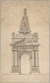 Design for a Triumphal Arch, Anonymous, French, 18th century, Pen and black ink, pen and brown ink, graphite.