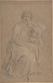 Seated Man, Anonymous, French, 18th century, Black chalk, heightened with white chalk, on brown paper