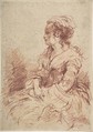 Portrait of a Lady, seated, Anonymous, French, 18th century, Red chalk