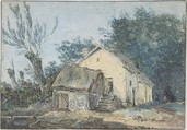 Landscape – Cottage in a Wood, Anonymous, French, 18th century French, Gouache