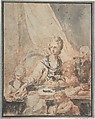 Study for Portraits, Anonymous, French, 18th century  French, Red chalk, brush and black and gray wash
