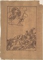 Apollo and the Niobids, Anonymous, French, 18th century, Pen and brown ink, on brown paper.