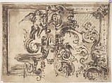 Design for an Overmantel or Door with a Variant, Anonymous, French, 19th century French, Brush and brown wash with traces of crayon