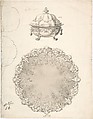 Designs for Two Silver Serving Dishes and Trays, Anonymous, French, 19th century, Pen and black ink, brush and gray wash