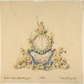 Design for a Clock with Neptune, Anonymous, French, 19th century  French, Graphite, watercolor, gouache, and gold gilt