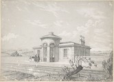 Design for a Railroad Station, Anonymous, French, 19th century French, Graphite heightened with white on heavy wove paper