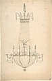 Design for a Chandelier, Anonymous, French, 19th century, Graphite, pen and black ink, brush and gray wash