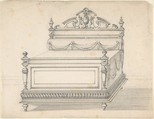 Design for Bed, Anonymous, French, 19th century, Graphite