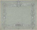 Design for a Certificate(?) sponsored by the French newspaper, La Dépêche, Dedicated to La Dépêche (The Dispatch) (French, 1800–1900), graphite, heightened with white on blue paper