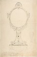 Design for an Enamelled Mirror, Anonymous, French, 19th century, Graphite and watercolor