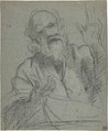Study of an Old Man, attributed to Giacomo Cavedone (Italian, Sassuolo 1577–1660 Bologna), Charcoal, highlighted with white chalk, on blue-gray paper