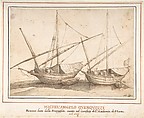 Four Boats, attributed to Michelangelo Cerquozzi (Michelangelo delle Battaglie) (Italian, Rome 1602–1660 Rome), Pen and brown ink, brush and brown wash, over traces of black chalk