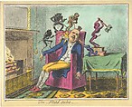 The Headache, A Print after George Cruikshank, Enrique Chagoya  American, Etching with digitally printed color on gampi paper chine collé; printer's proof; 5/10