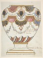 Design for a Porcelain Vase, Anonymous, French, 19th century, Pen and black ink, watercolor, gouache