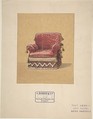 Design for an Armchair, A. Damon et Cie. (French, active ca. 1870–1900), Graphite, pen and black ink, watercolor and gouache; framing lines in graphite