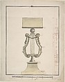 Design for a Music Stand, Anonymous, French, 19th century, Pen and black and red ink, brush and black, gray and yellow wash