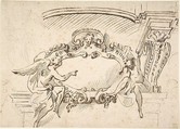 Design with a Cartouche, Anonymous, French, 19th century, Graphite, pen and brown ink