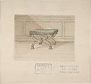 Design for a Stool, A. Damon et Cie. (French, active ca. 1870–1900), Pen and brown ink, brush and brown and light green wash