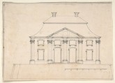 Architectural Design for Exterior of City House, Anonymous, French, 19th century, Graphite, pen and black ink; framing lines in pen and black ink