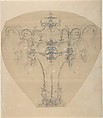 Design for a Gas Chandelier, Anonymous, French, 19th century, Graphite, gouache