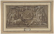 Design for a Frieze in Fontainebleau Style, Anonymous, French, 19th century, Pen and brown ink heightened with white