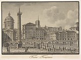The Forum of Trajan, Rome, Giovanni Battista Cipriani (Italian, Siena 1766–1839 Rome), Drawing in pen and ink and gray wash