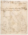 Religion Kneeling before a Monstrance, Attended by Putti, Cigoli (Ludovico Cardi) (Italian, Castello di Cigoli 1559–1613 Rome), Pen and brown ink, brush and brown wash, over black chalk