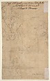 Standing Male Figure Holding a Sword (King Otto of Hungary; recto); Sketch of Standing Male Figure (verso), Cigoli (Ludovico Cardi) (Italian, Castello di Cigoli 1559–1613 Rome), Pen and brown ink, brush and brown wash, over black chalk; squared in pen and brown ink; accidental white paint stains (recto); pen and brown ink (verso)