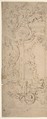 Two Alternatives Designs for a Cartouche Decorated with a Frame, Statues, and Volutes., Michelangelo Colonna (?) Italian, Pen and brown ink, over traces of black chalk