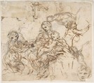The Virgin and Child with Saint Martina, Another Study of Saint Martina, Studies of a Head, and of an Arcade (recto); Figure Studies (verso), Pietro da Cortona (Pietro Berrettini) Italian, Pen and brown ink, over black chalk