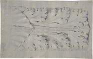 Design for a Leaf Motif, Anonymous, French, 19th century, Graphite, black chalk, heightened with white
